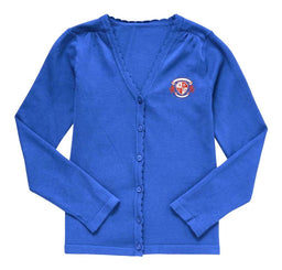 Lightweight Scallop Edge Cotton Cardigan - Royal Blue