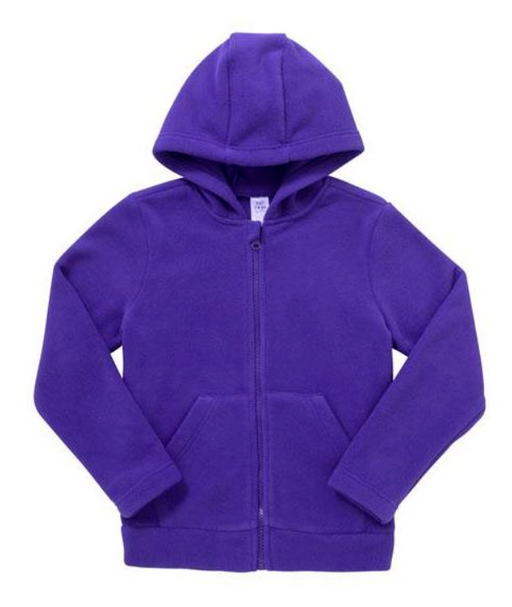 Plain Zip-Through Fleece With Hood - Purple Plain Zip-Through Fleece With Hood - Purple