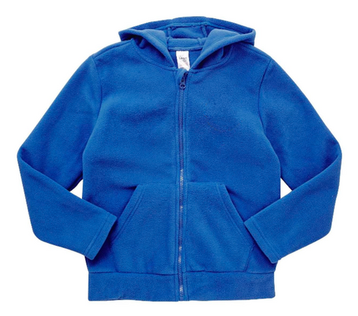 Plain Zip-Through Fleece With Hood - Royal Blue Plain Zip-Through Fleece With Hood - Royal Blue