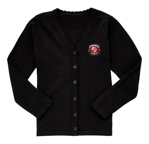 Lightweight Scallop Edge Cotton Cardigan - Black Lightweight Scallop Edge Cotton Cardigan - Black