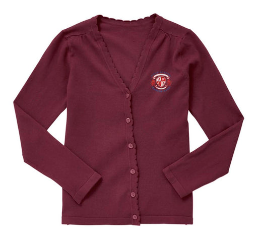 Lightweight Scallop Edge Cotton Cardigan - Burgundy Lightweight Scallop Edge Cotton Cardigan - Burgundy