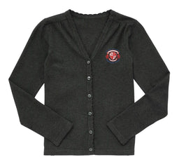 Lightweight Scallop Edge Cotton Cardigan - Dark Grey