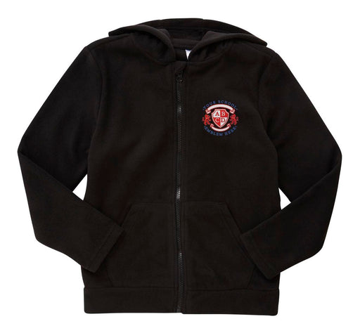 Zip-Through Fleece With Hood - Black Zip-Through Fleece With Hood - Black