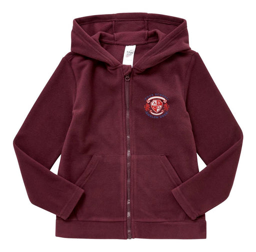 Zip-Through Fleece With Hood - Burgundy Zip-Through Fleece With Hood - Burgundy
