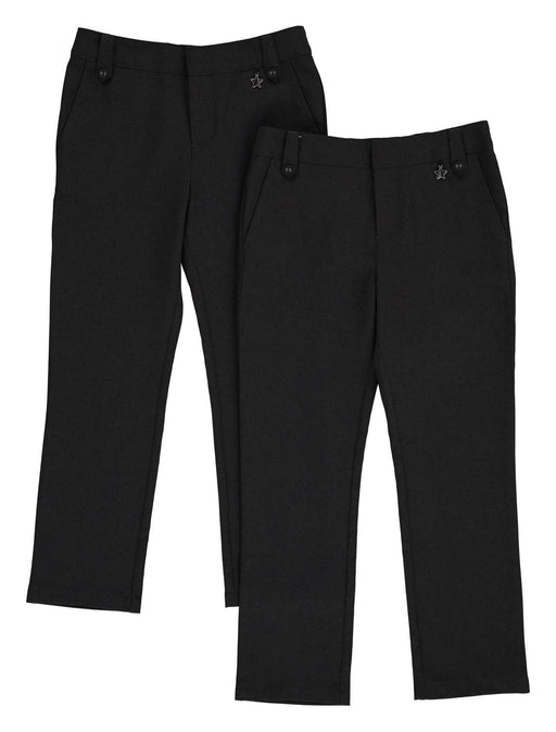 2 Pack Girls Fob Detail Trousers - Grey 2 Pack Girls Fob Detail Trousers - Grey