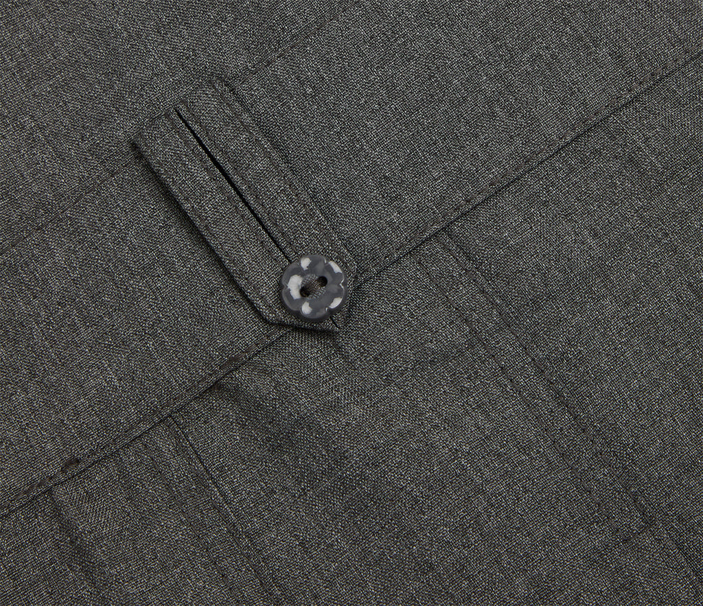 Pinafore Dress - Flower Button - Grey