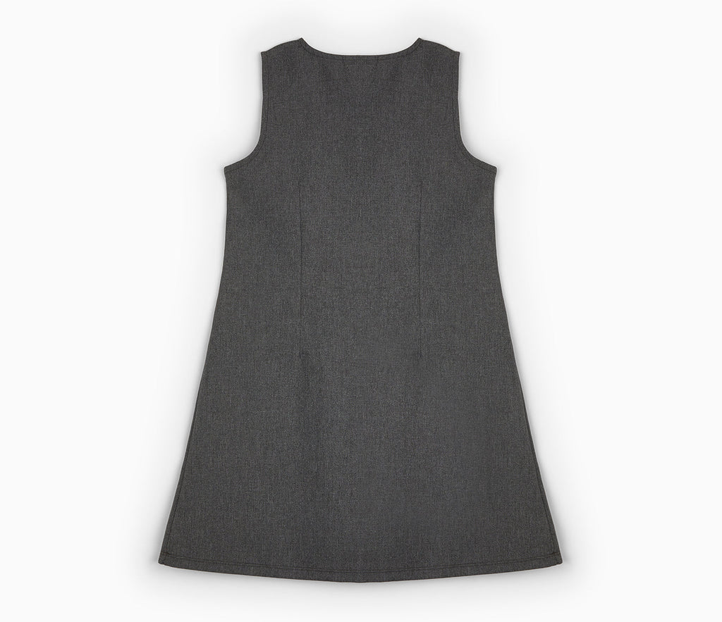 Pinafore Dress - Flower Button - Grey