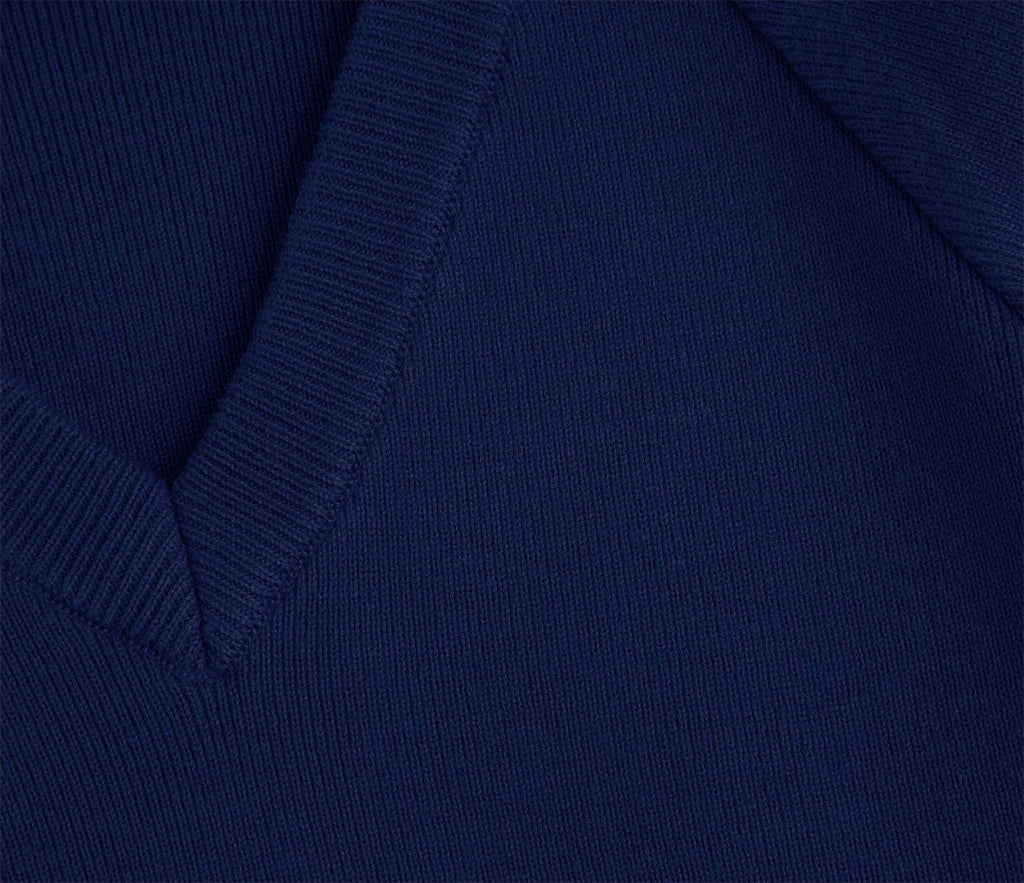 V-Neck Pullover - Navy (Centre Logo)