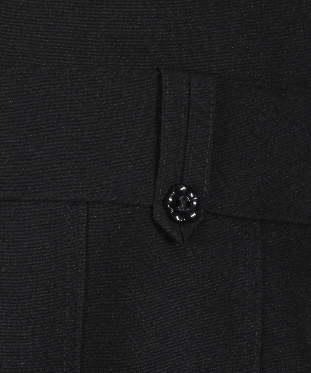 Pinafore Dress - Flower Button - Black