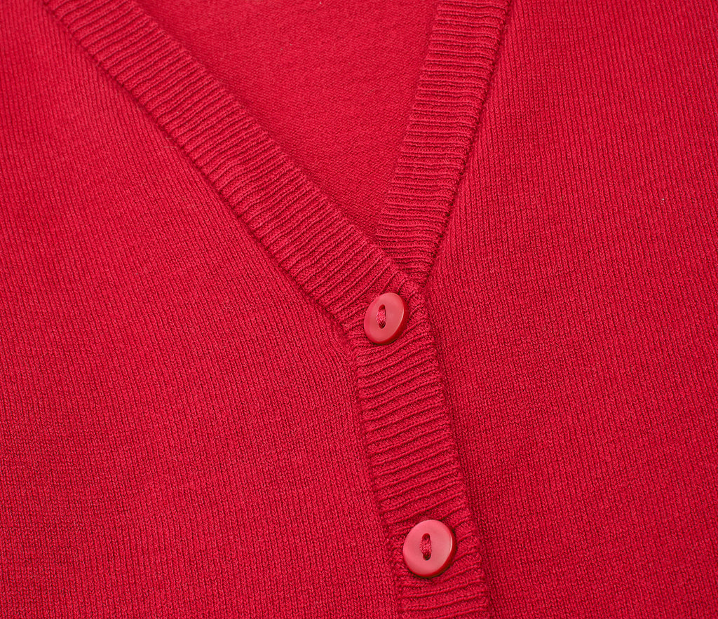 Lightweight Straight Edge Cardigan - Red