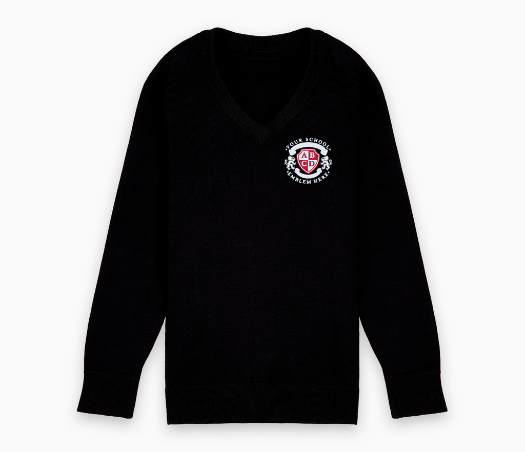 Lightweight V-Neck Cotton Jumper - Black
