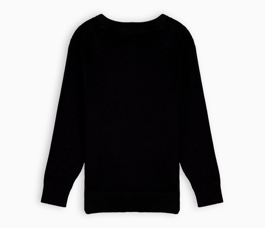 Lightweight V-Neck Cotton Jumper - Black