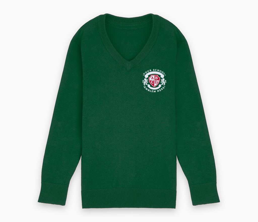 Lightweight V-Neck Cotton Jumper - Bottle Green