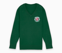 Lightweight V-Neck Cotton Jumper - Bottle Green
