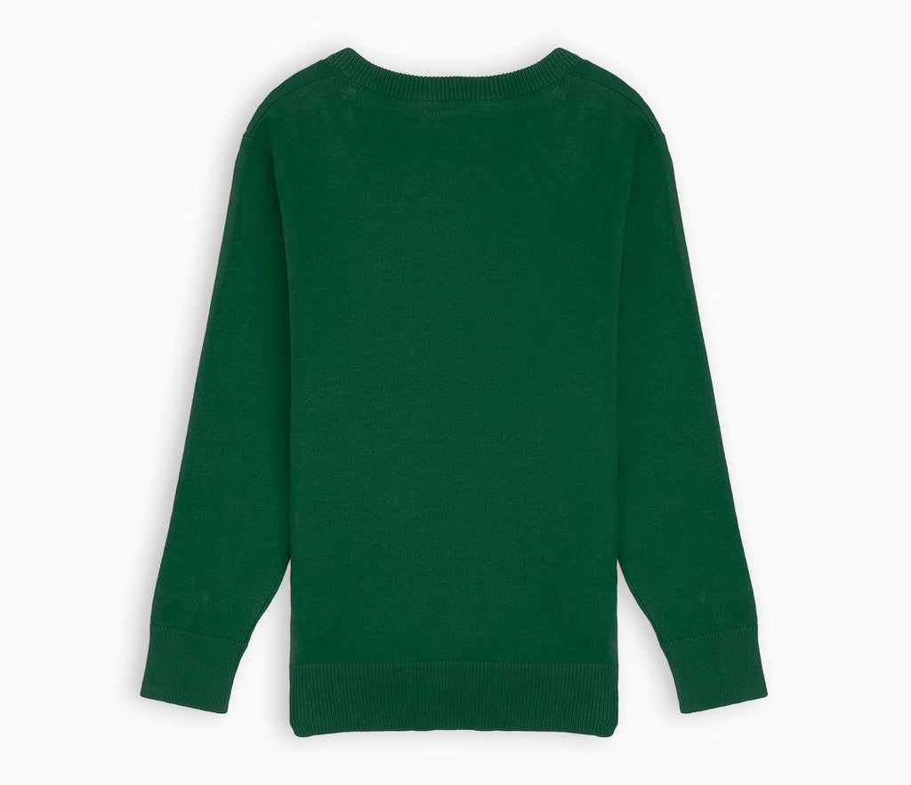 Lightweight V-Neck Cotton Jumper - Bottle Green