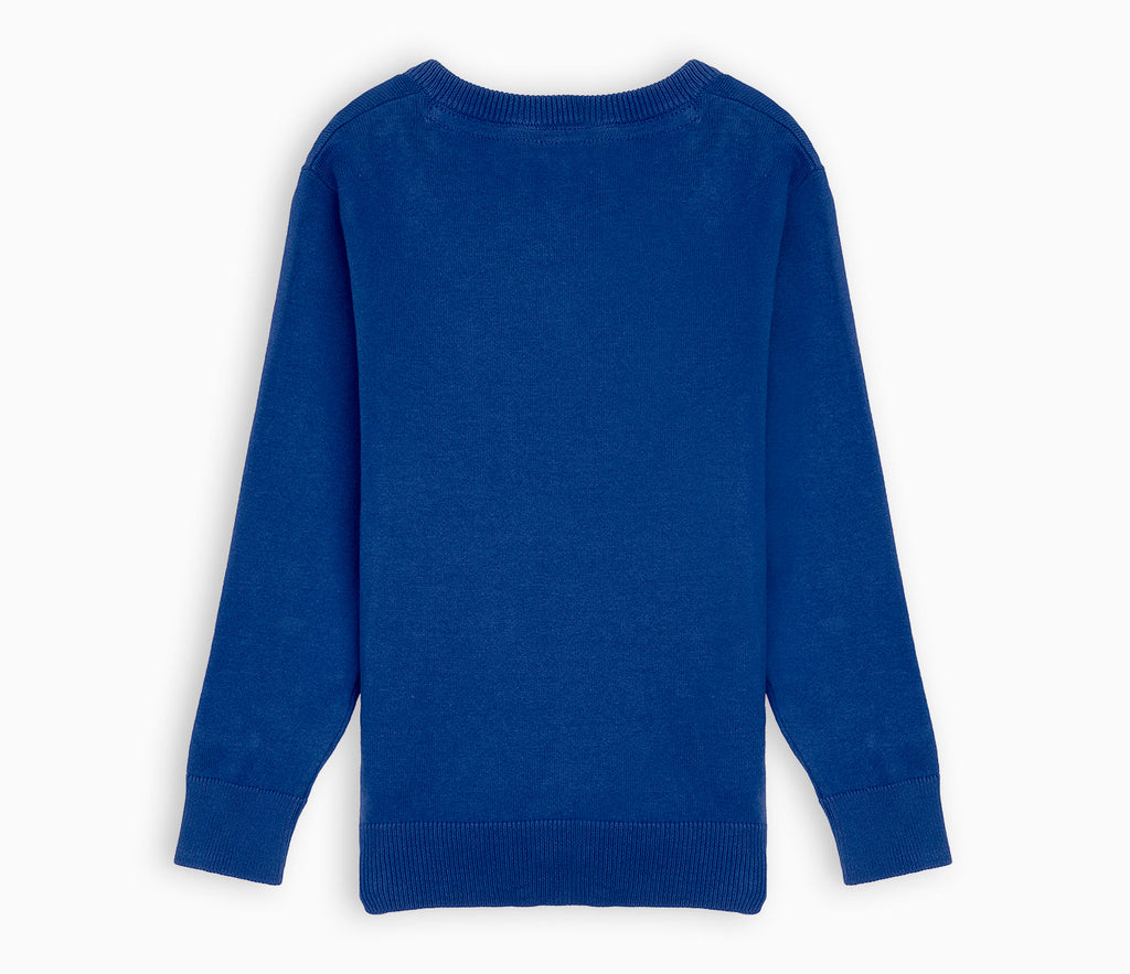 Lightweight V-Neck Cotton Jumper - Bright Royal Blue
