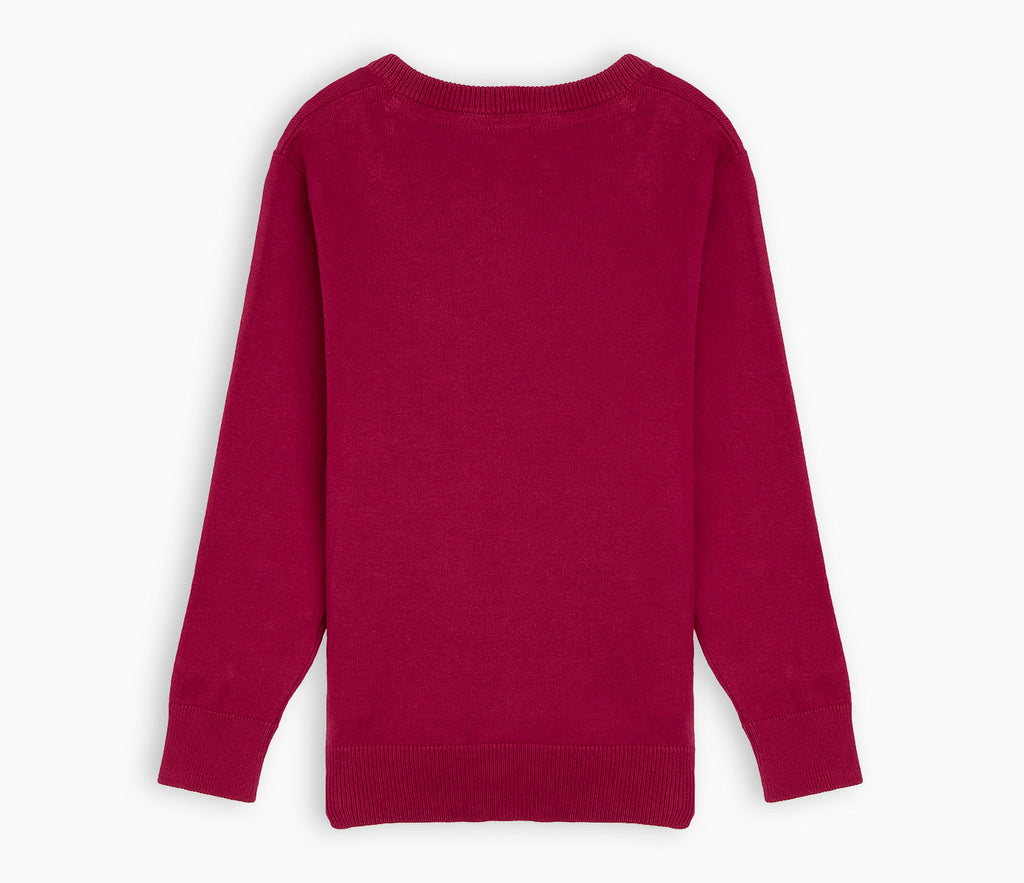 Lightweight V-Neck Cotton Jumper - Burgundy