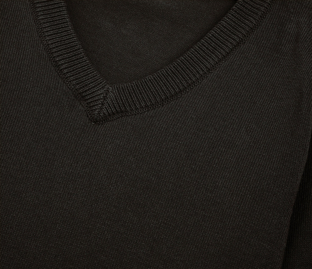 Lightweight V-Neck Cotton Jumper - Dark Grey
