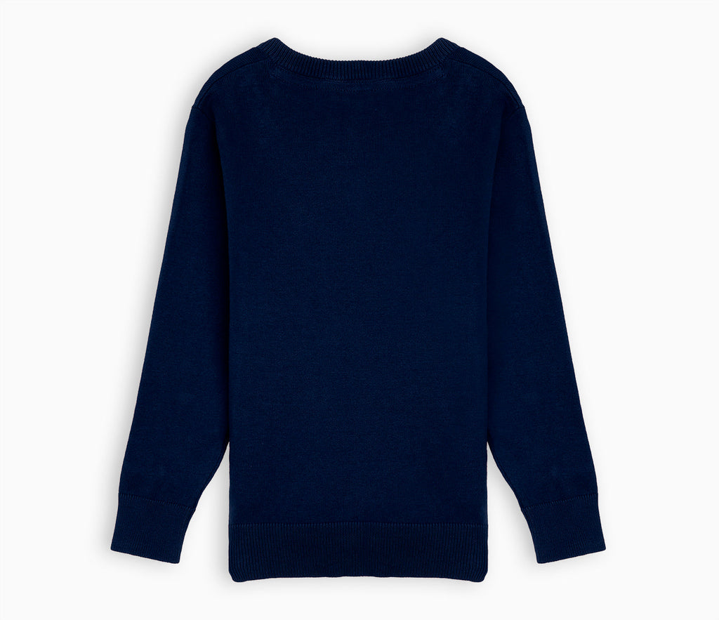 Lightweight V-Neck Cotton Jumper - Navy Blue