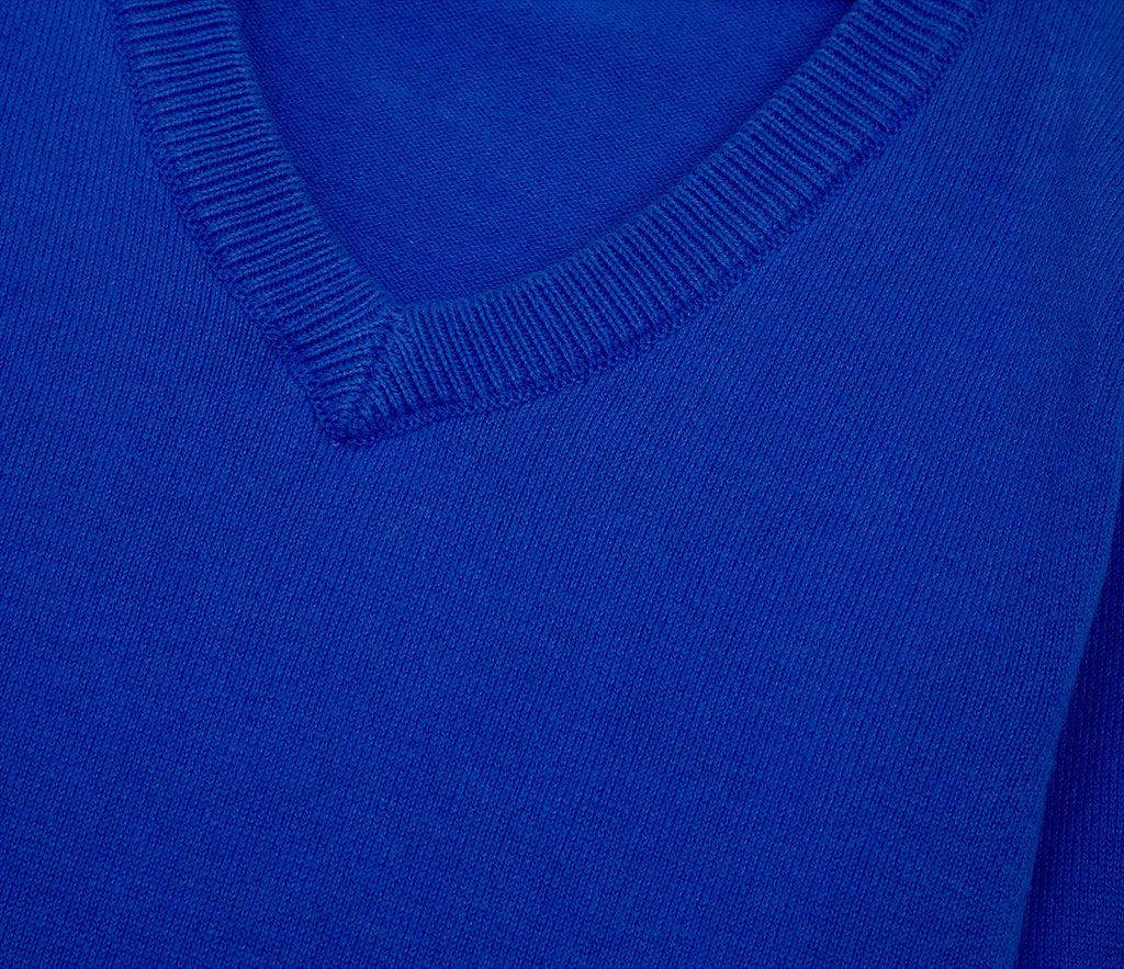 Lightweight V-Neck Cotton Jumper - Royal Blue