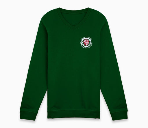 V-Neck Sweatshirt - Bottle Green