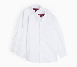 Boys Shirt - Long Sleeved - Twin Pack - White