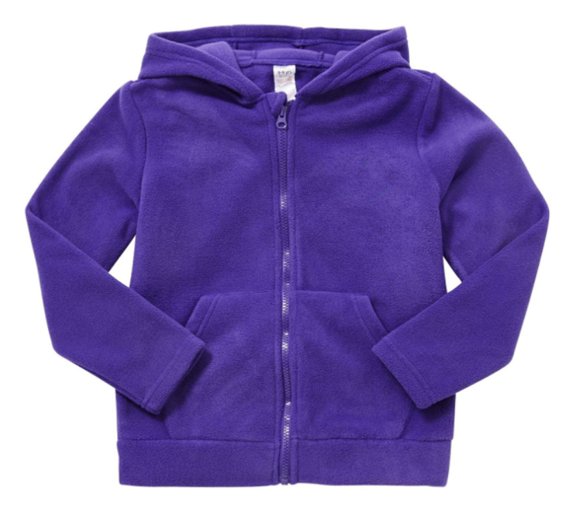 Plain Zip-Through Fleece With Hood - Purple