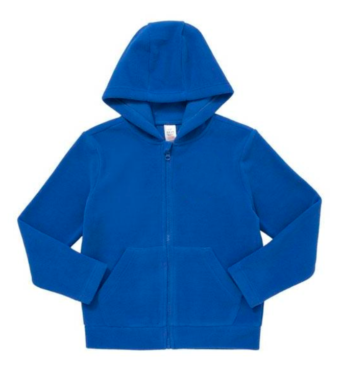 Plain Zip-Through Fleece With Hood - Royal Blue