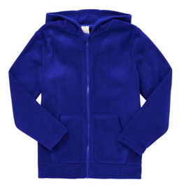 Plain Zip-Through Fleece With Hood - Bright Royal Blue