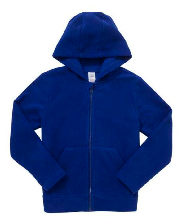 Plain Zip-Through Fleece With Hood - Bright Royal Blue
