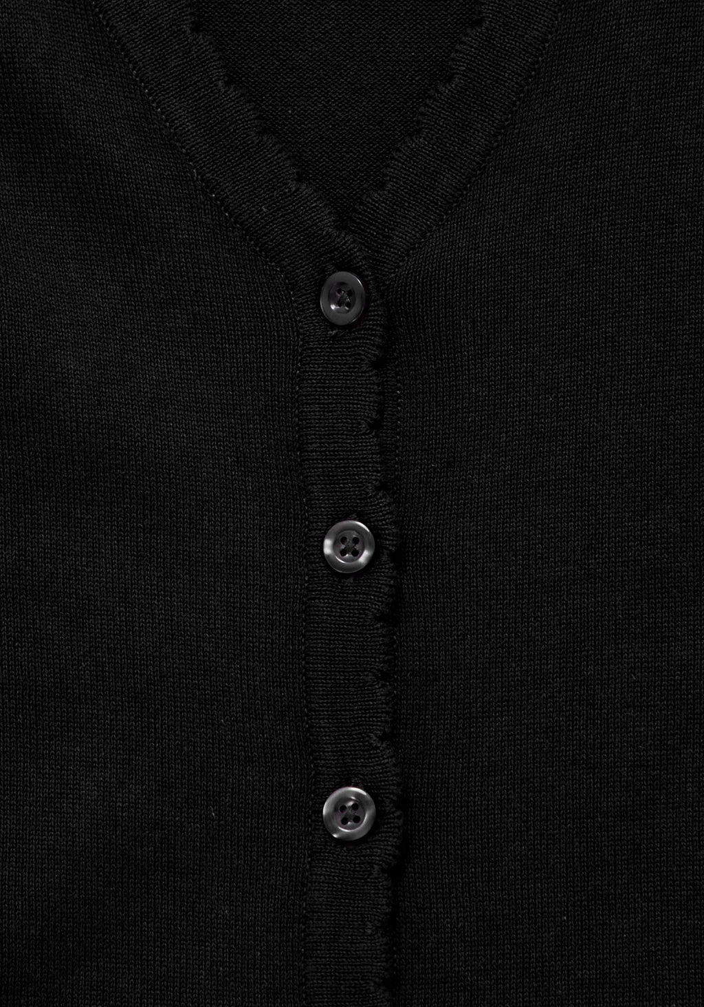 Lightweight Scallop Edge Cotton Cardigan - Black