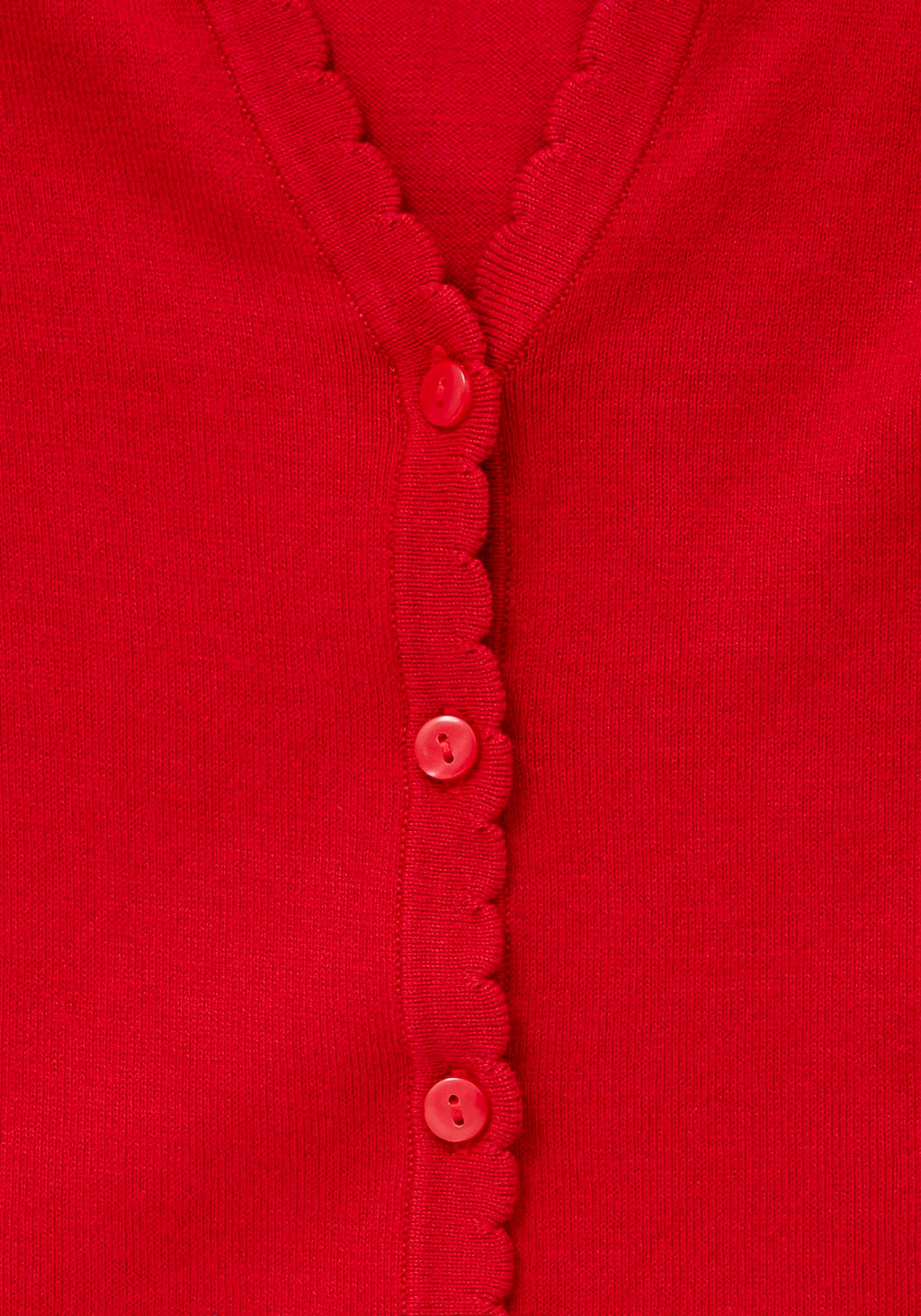 Lightweight Scallop Edge Cotton Cardigan - Red