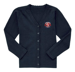 Lightweight Scallop Edge Cotton Cardigan - Navy Blue