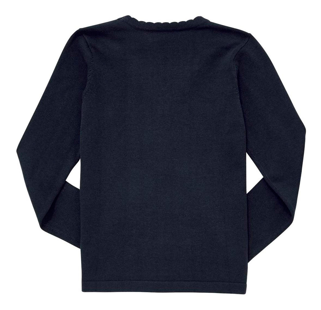 Lightweight Scallop Edge Cotton Cardigan - Navy Blue