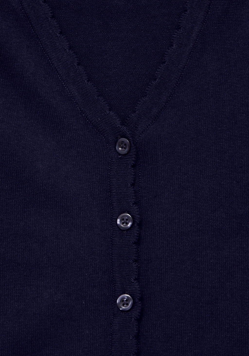 Lightweight Scallop Edge Cotton Cardigan - Navy Blue