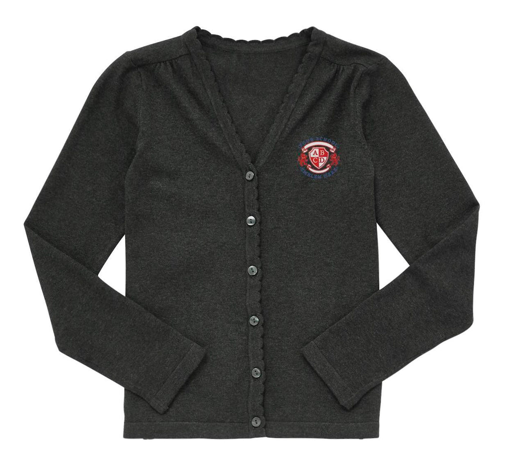 Lightweight Scallop Edge Cotton Cardigan - Dark Grey