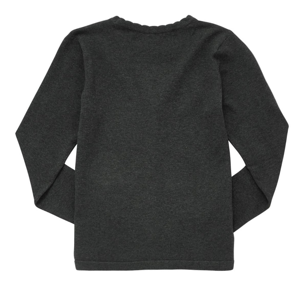 Lightweight Scallop Edge Cotton Cardigan - Dark Grey