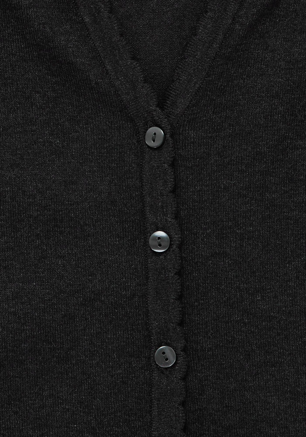Lightweight Scallop Edge Cotton Cardigan - Dark Grey