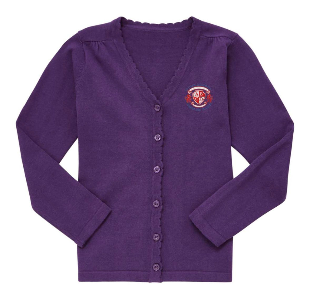 Lightweight Scallop Edge Cotton Cardigan - Purple