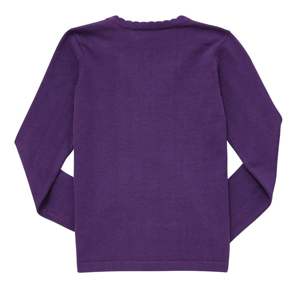 Lightweight Scallop Edge Cotton Cardigan - Purple