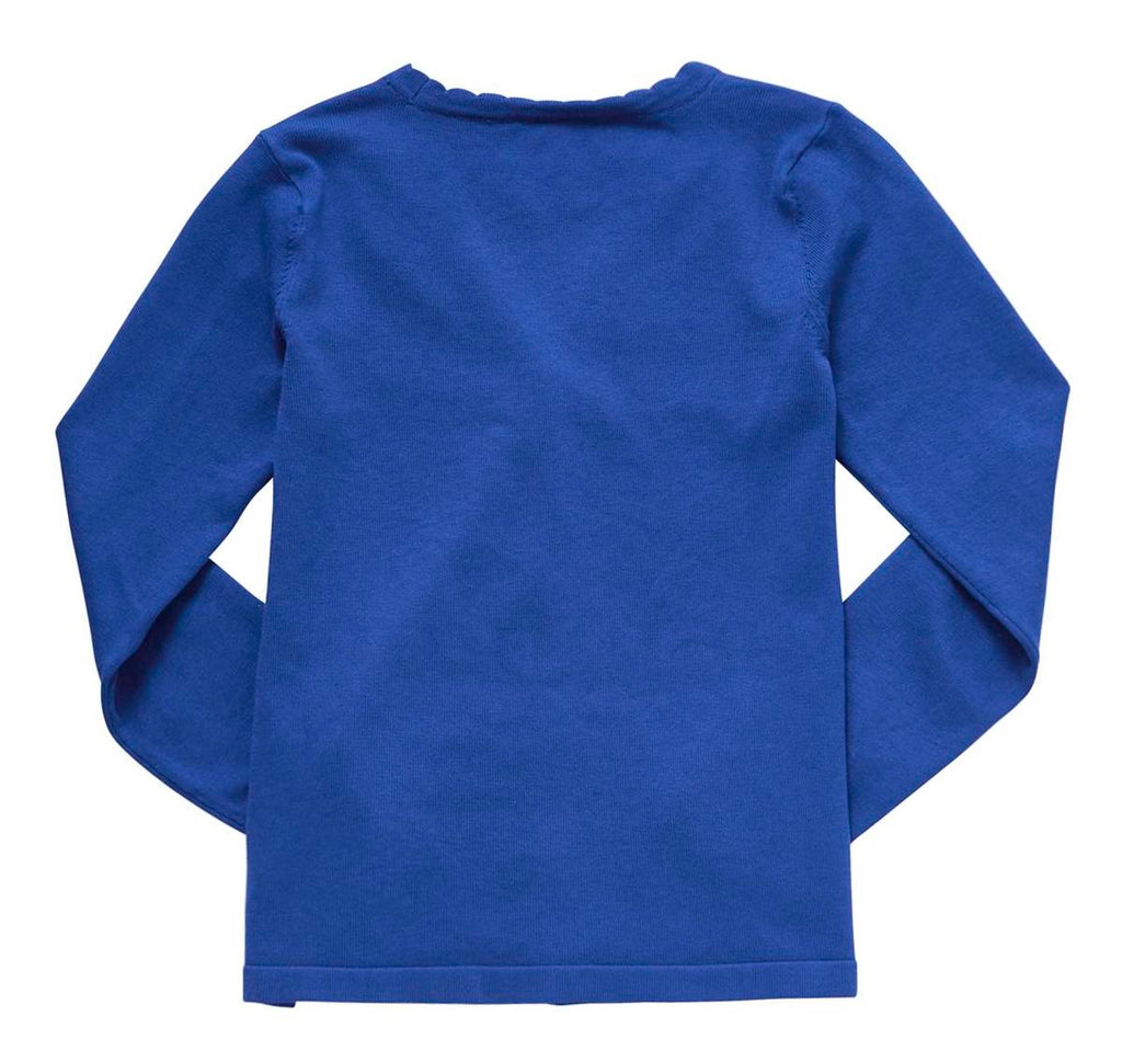 Lightweight Scallop Edge Cotton Cardigan - Bright Royal Blue