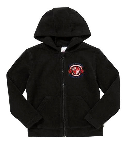 Zip-Through Fleece With Hood - Black