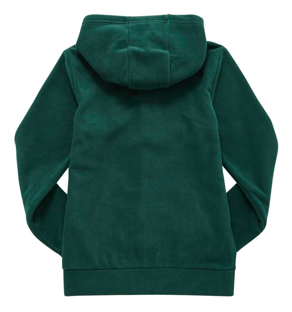 Plain Zip-Through Fleece With Hood - Bottle Green