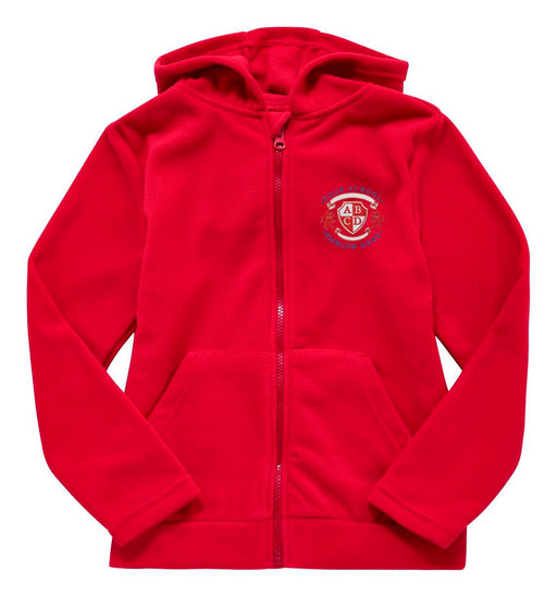 Zip-Through Fleece With Hood - Red