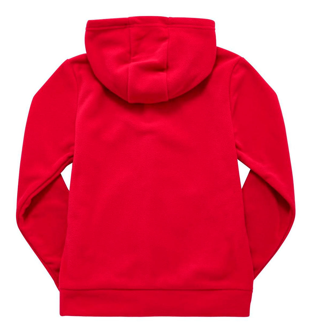 Plain Zip-Through Fleece With Hood - Red