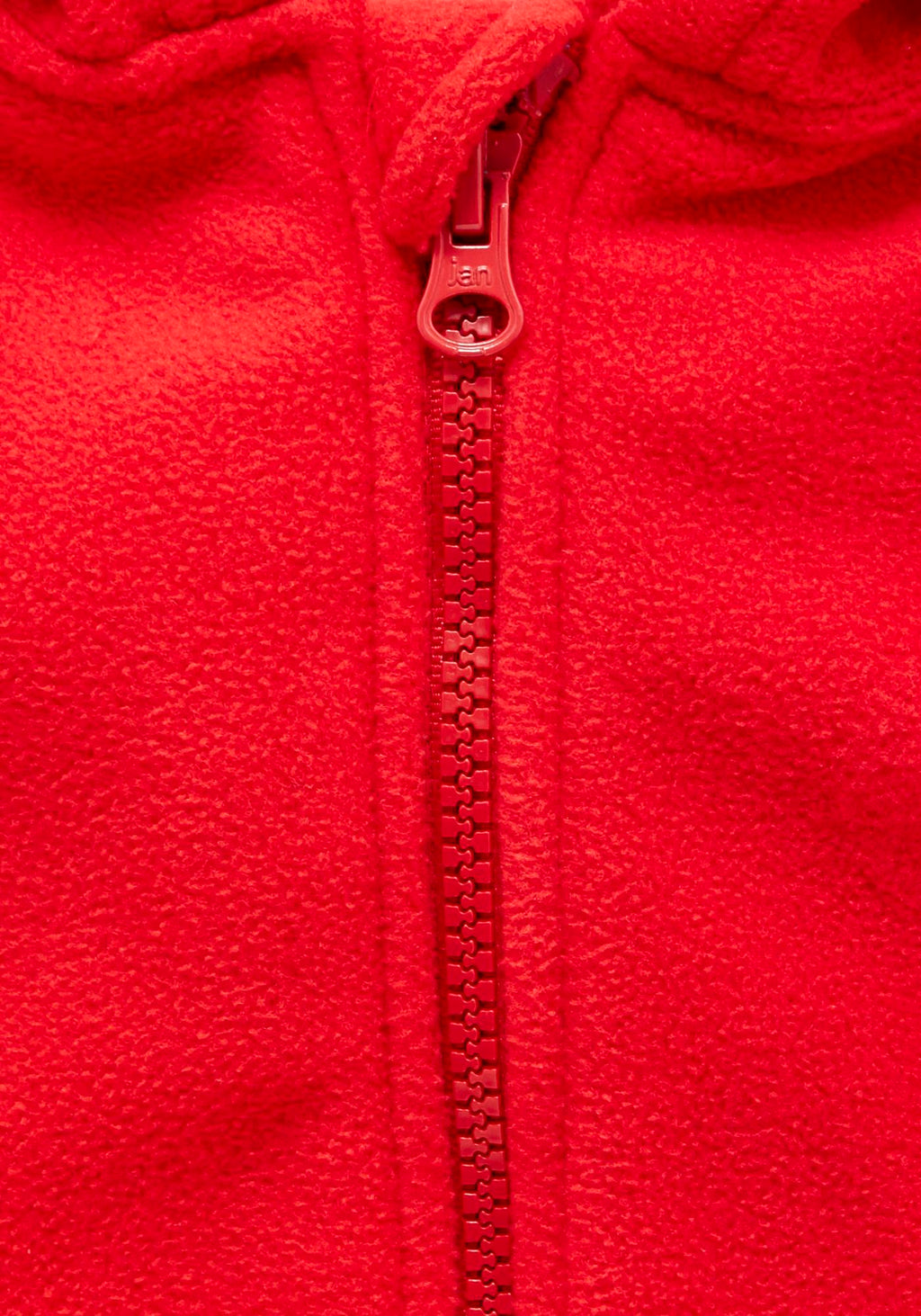 Plain Zip-Through Fleece With Hood - Red