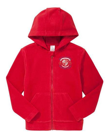 Zip-Through Fleece With Hood - Red