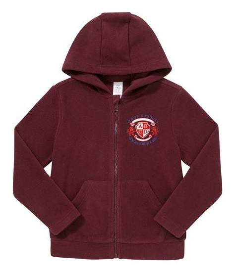 Zip-Through Fleece With Hood - Burgundy