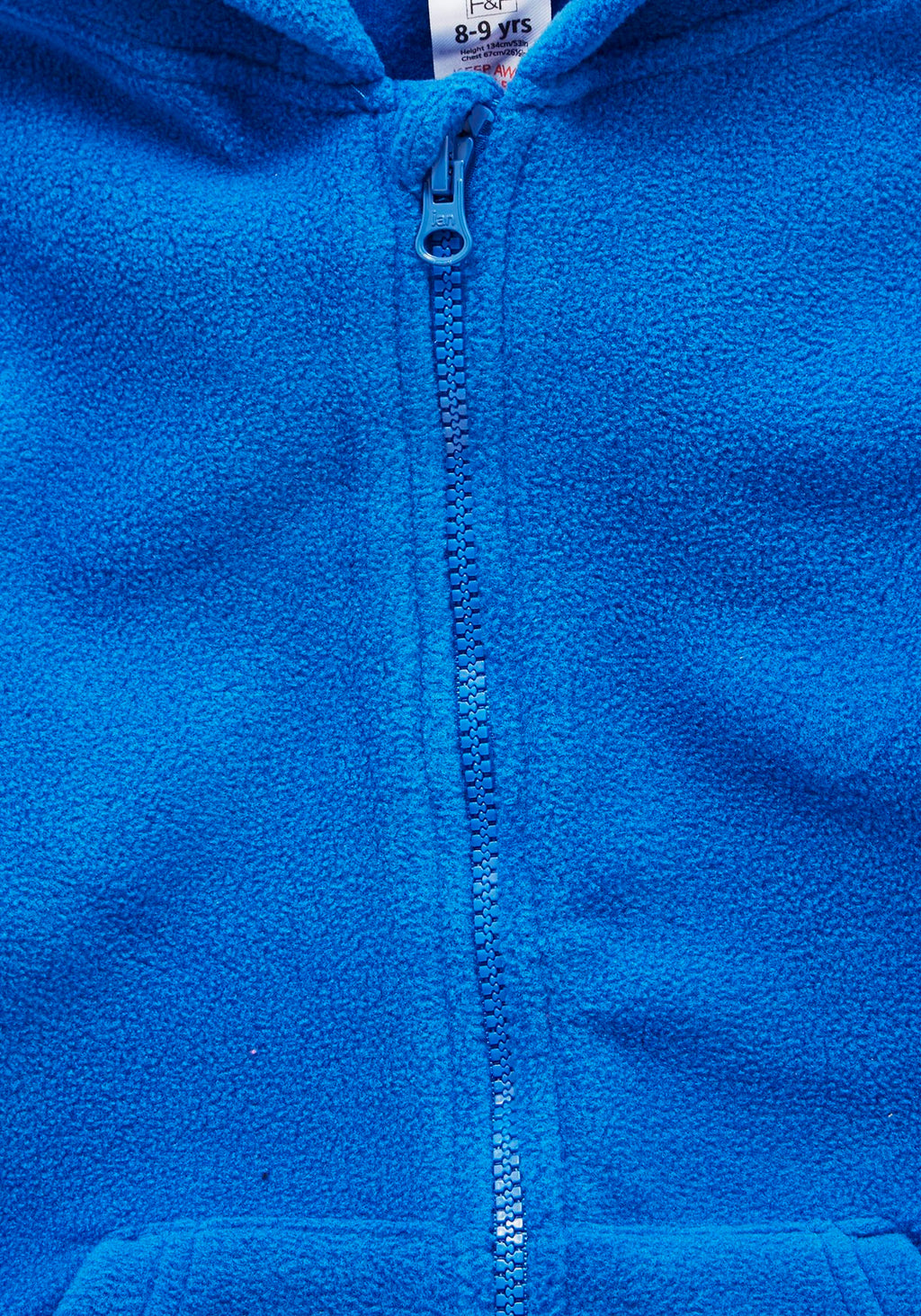 Plain Zip-Through Fleece With Hood - Royal Blue